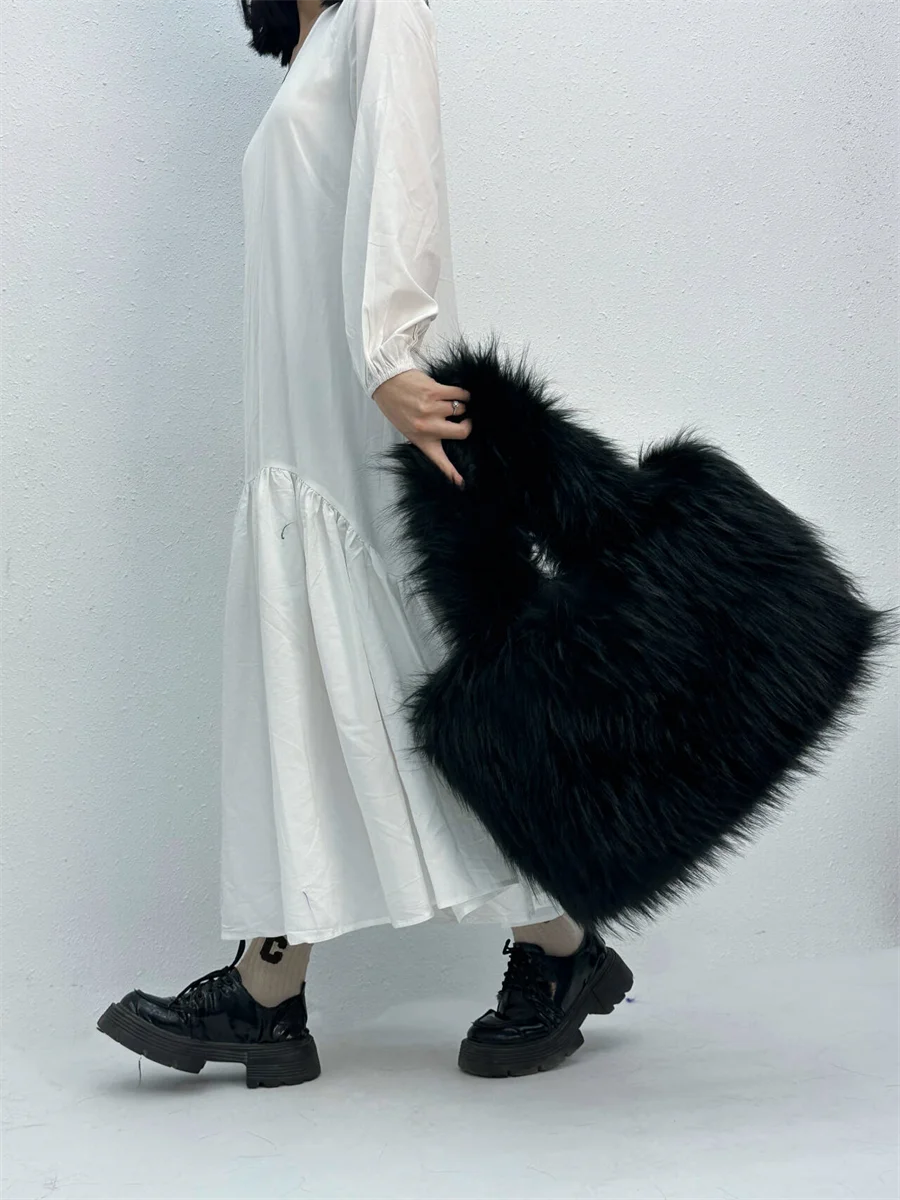 Модная большая сумка-тоут роскошные женские сумки из искусственного меха