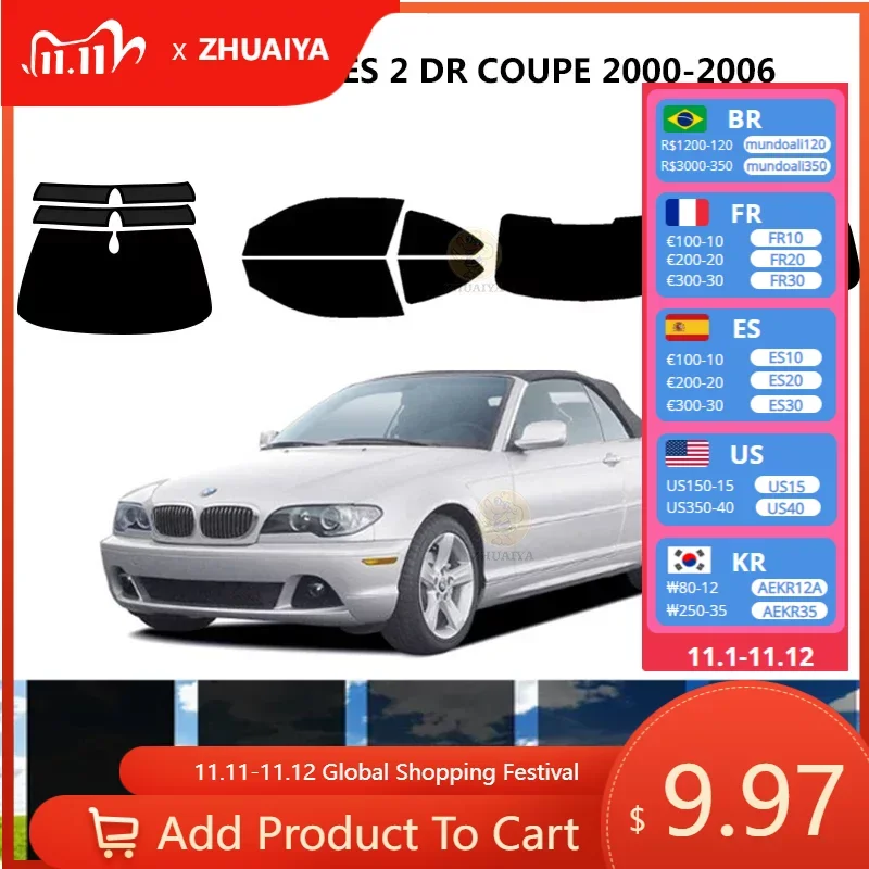 

Нанокерамическая Автомобильная УФ-пленка Precut для окон, автомобильная оконная пленка для BMW 3 серии E46 2 DR COUPE 2000-2006