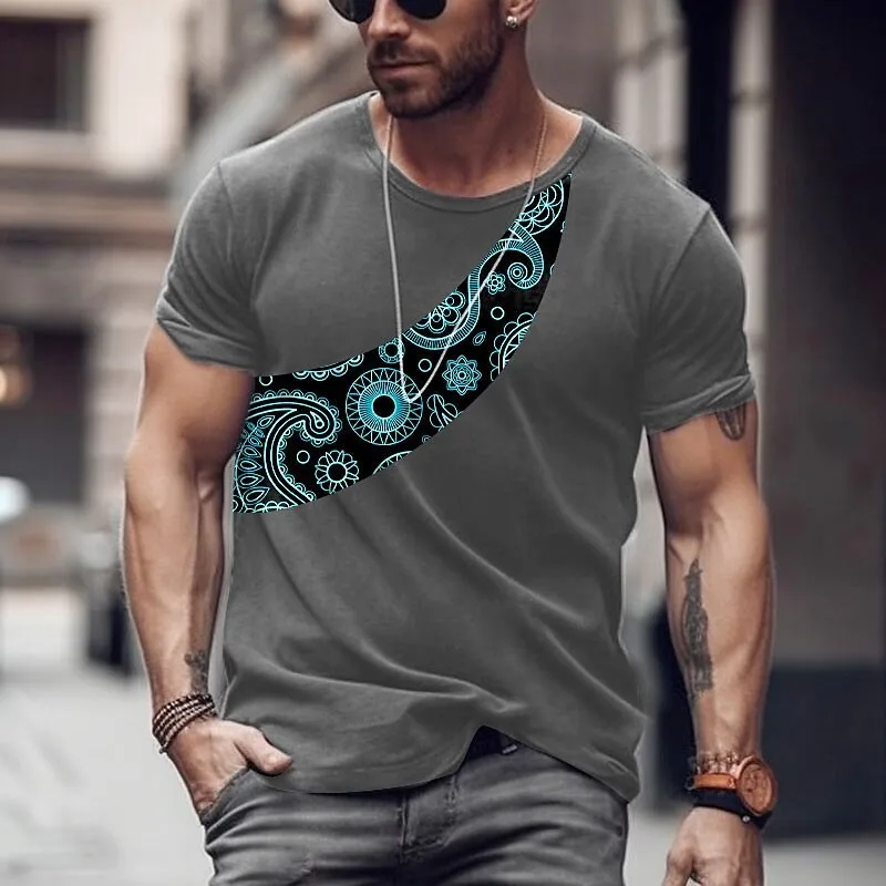 

Summer Men's T-Shirt With Bohemian Graphic Design Printed Men Short Sleeved Top Comfortable Large Casual Vacation Men Clothing