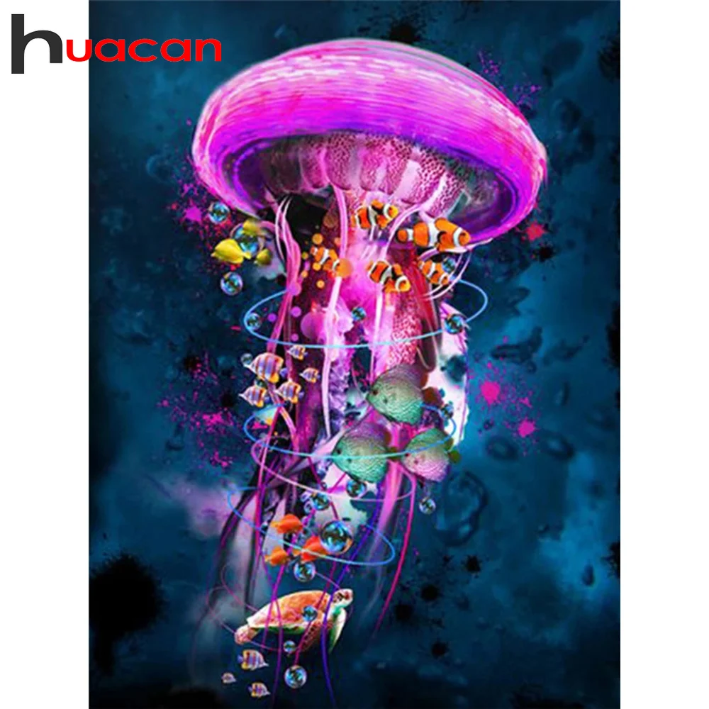 

Алмазная 5d Вышивка Huacan «сделай сам», животное Медуза, квадратная/круглая алмазная живопись, рыба, морская черепаха, мозаика, Декор для дома