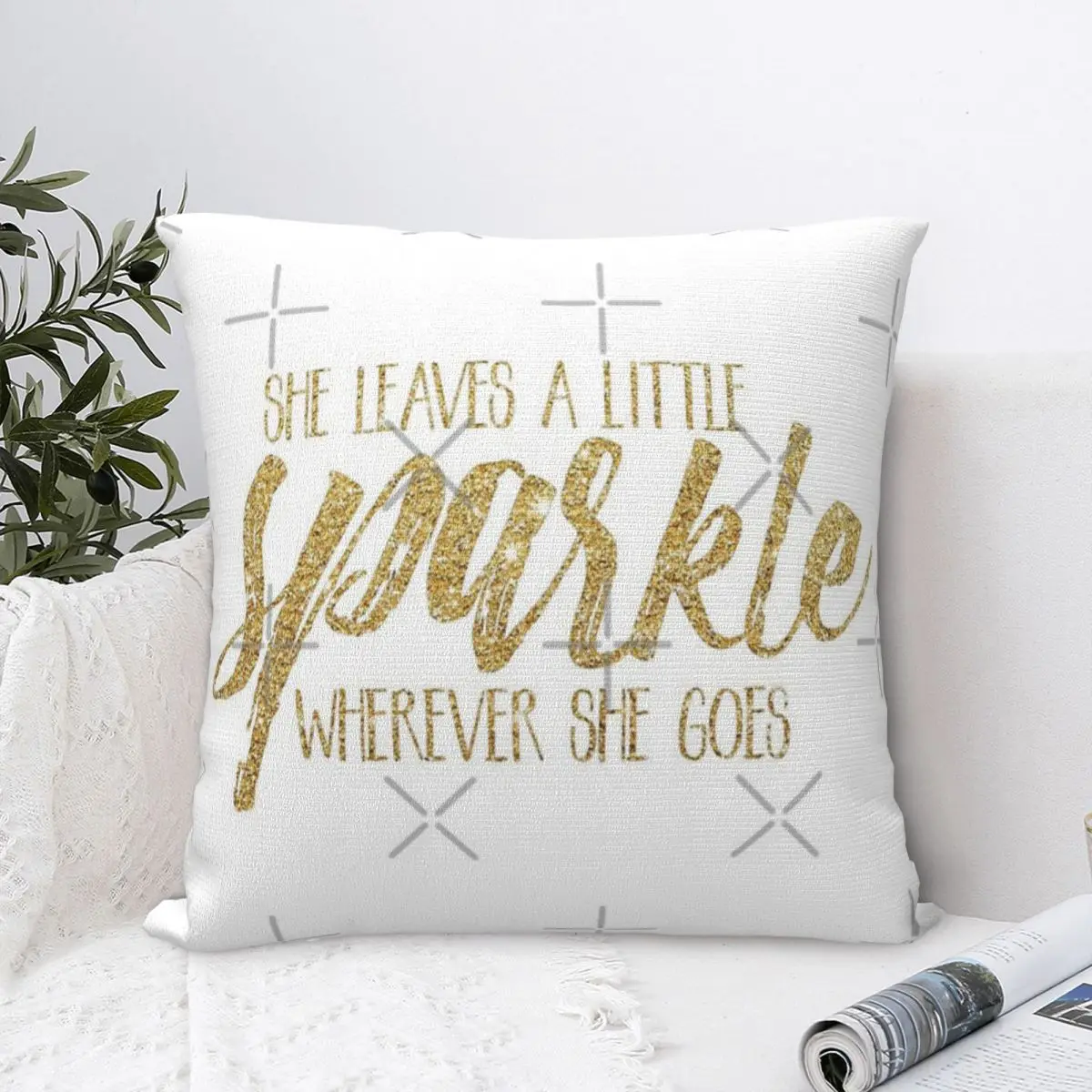 Она оставляет немного блеска где бы она ни была подушка чехол для подушки Черные