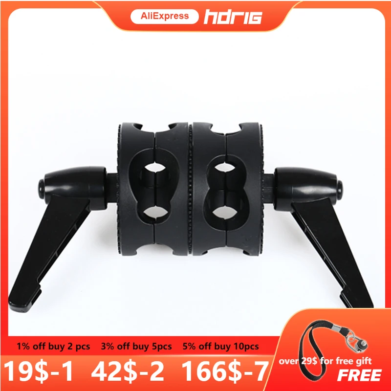 

HDRIG Dual Swivel Grip Head Clamp Holder LED Light Mount For Boom Multifunctional Photo Studio Angle Accessories Photography
