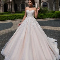 luxury princess wedding dress women sweetheart sleeveless bow belt appliques lace up back bridal gown custom made robe de mariee