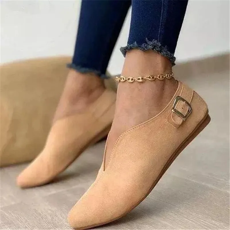

Ladies Loafers Vintage Pointed Toe Suede Flats 2022 Summer New Slip-On Casual Shoes Zapatos Mujer Plus Size 35-43 Factory Outlet