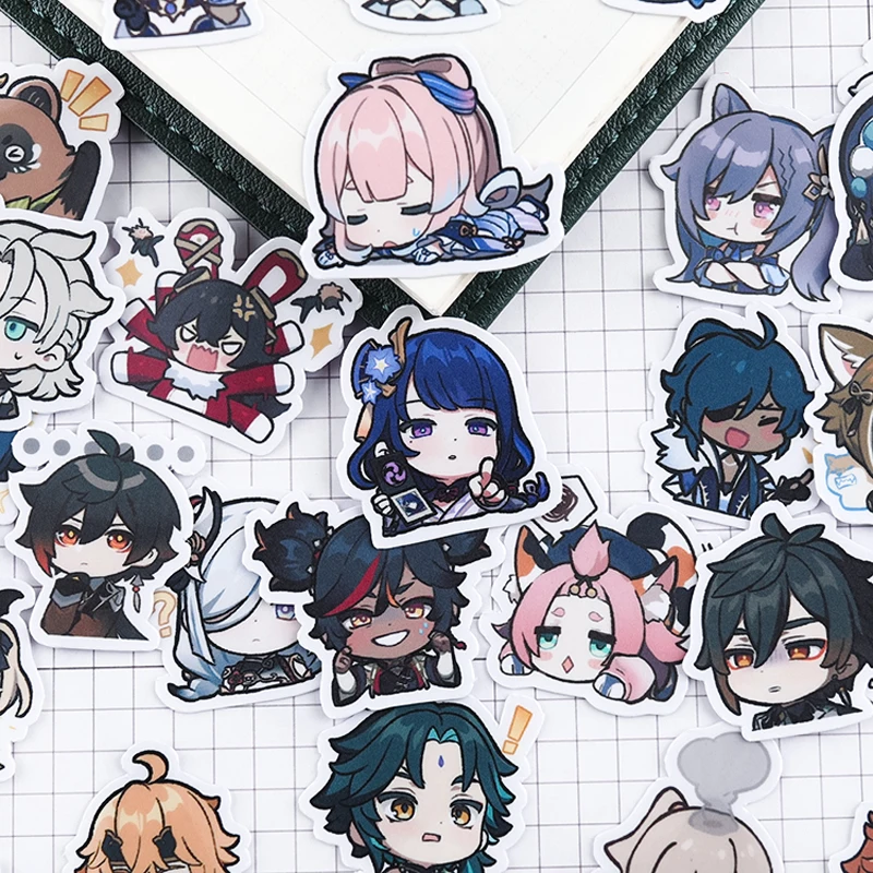 

54pcs Anime Sticker Genshin Impact Xiao Yun Jin Thoma accessories Cosplay Prop