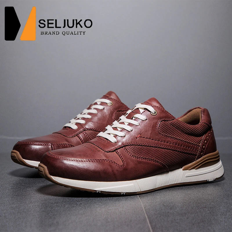 

Мужские кроссовки, кожаная повседневная обувь, толстая подошва, дышащие, нескользящая подошва, в стиле ретро, для бега