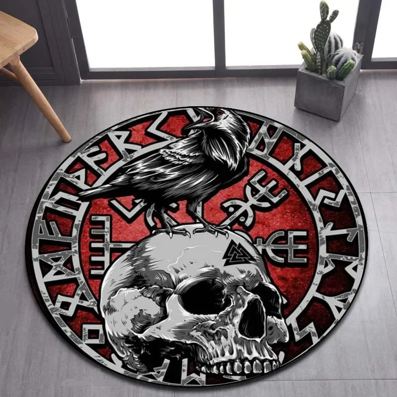 

Viking Valknut Yggdrasil Tree of Life Round Area Rug,Carpet Rug for Living Room Bedroom Sofa Playroom Decor,Non-slip Floor Mat