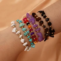 wholesale lots bulk bead bracelet set for women 18 kt gold gift charm zinc alloy stone lace up trendy strand bracelets boho