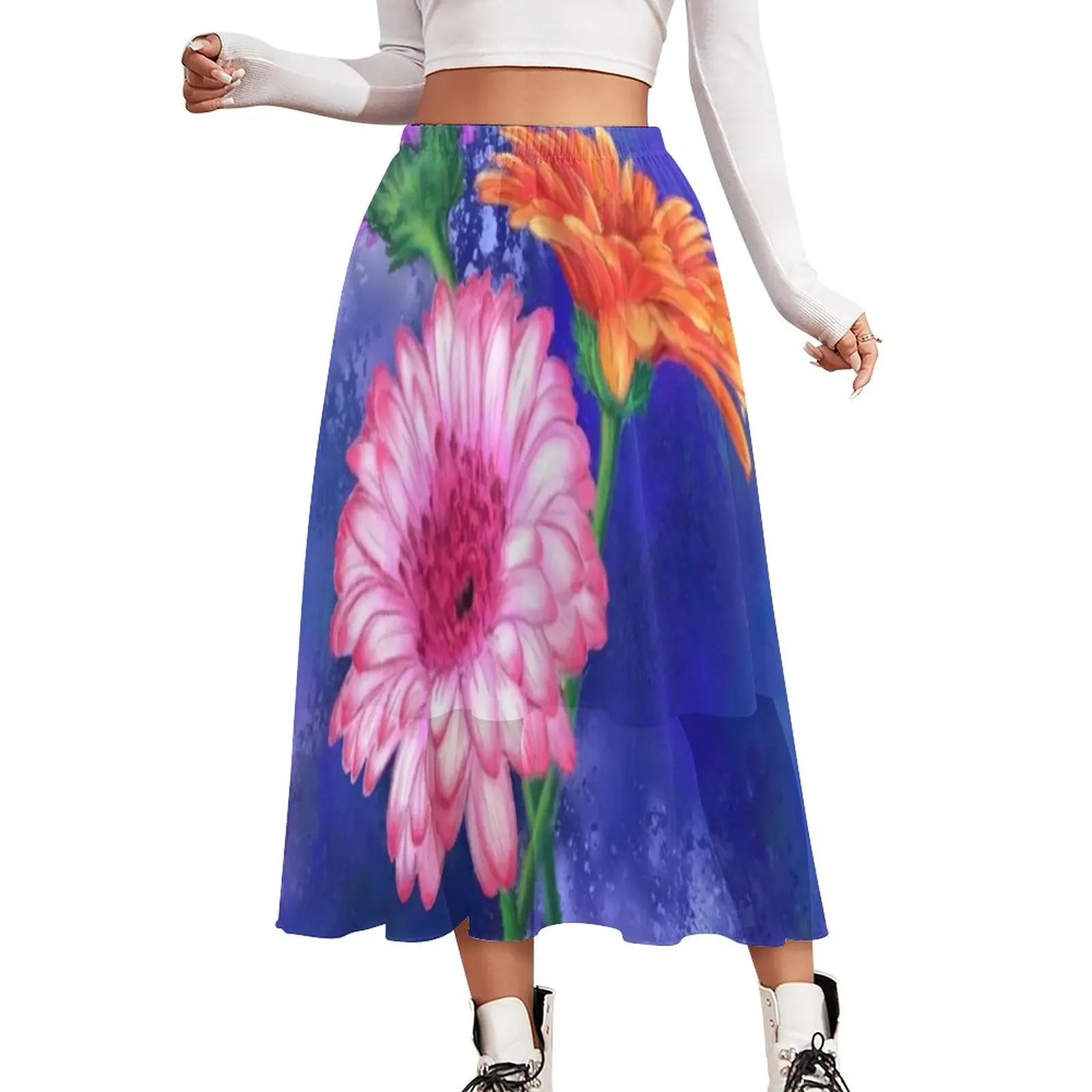 

Юбка женская трапециевидная с цветочным рисунком, большого размера 2XL 3XL