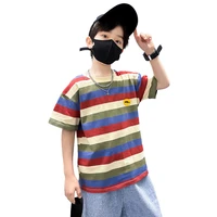 summer toddler kids t shirt children boy short sleeve tshirts striped printed cotton tops teen boys age 3 4 5 7 9 11 13years old