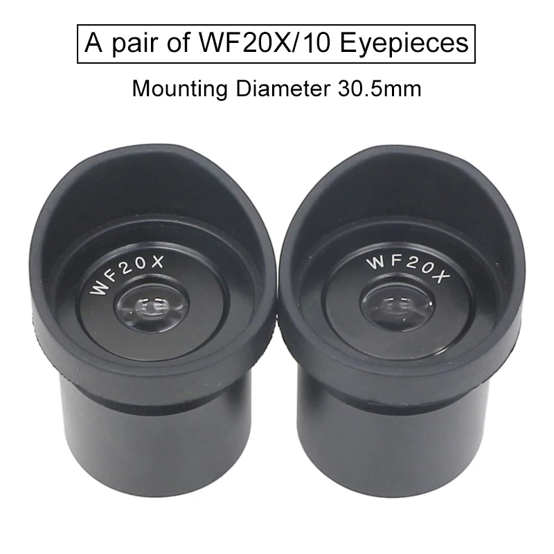 

Одна пара окуляров WF10X WF15X WF20X с широким полем зрения, крепление оптических линз 30 мм 30,5 мм для стереомикроскопа с резиновыми чашками для глаз
