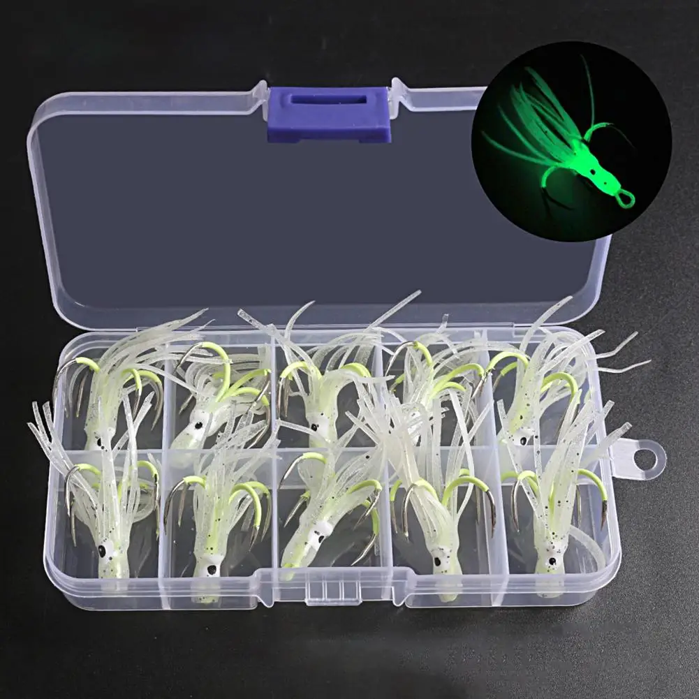 

10 Pcs Squid Hooks Sharp Barber Multifunctional Realistic Appearance Fishing Hooks Angling Accessories