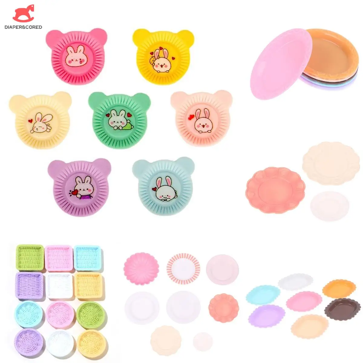 

1/12 Dollhouse Miniature Cake Dinner Plate Food Dishes Tableware Dessert Trays Plates Doll Kitchen DIY Accessories Toy