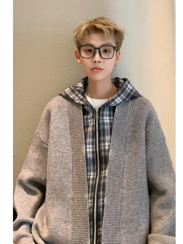 [OIMG] Высококачественный клетчатый искусственный кардиган из двух частей с