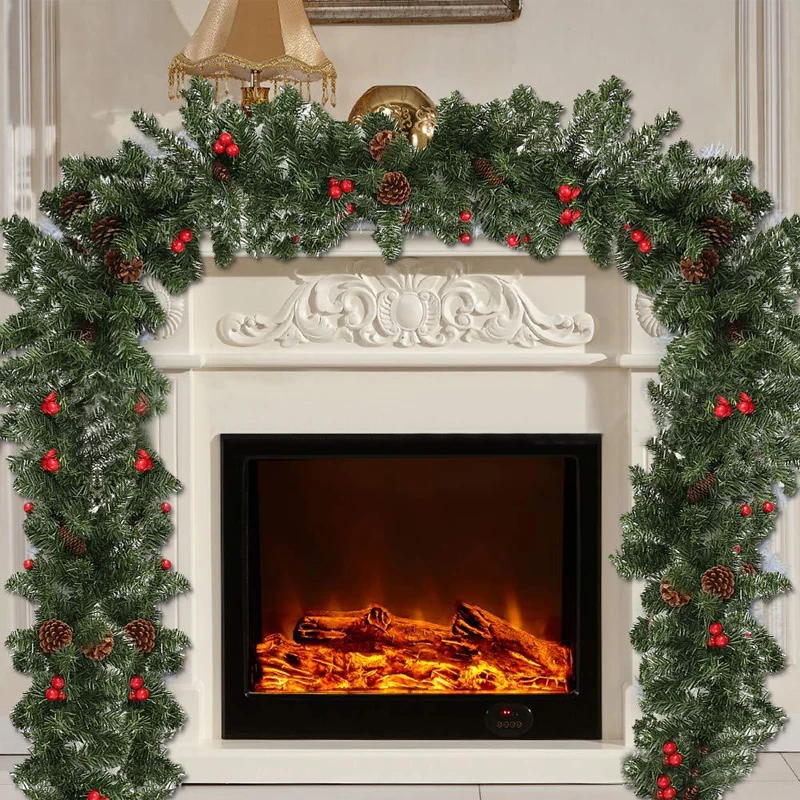 

5M/10M Christmas Rattan Garland Decorative Christmas Garland Artificial Xmas Tree Rattan Banner Hanging Decoration Party Wrea