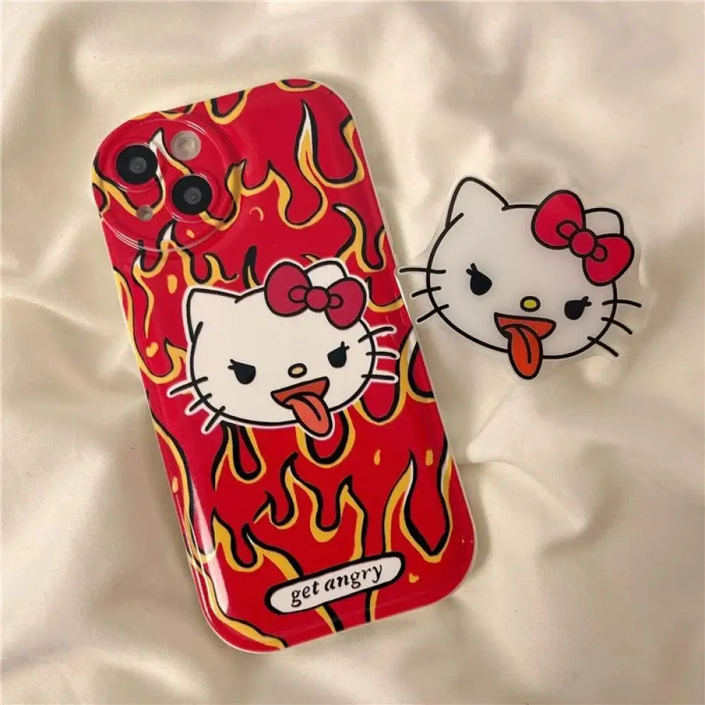 

Чехол для мобильного телефона Y2K Hello Kittys, Sanriod, мультяшный аниме Iphone14 13 12 11Plus, Promax, игрушки для девочек, телефон, мягкая искусственная кожа, милые подарки на день рождения