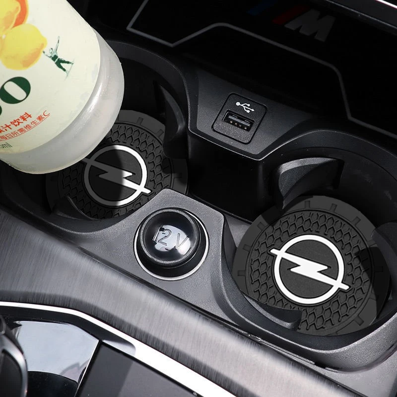 

2pcs Car Badge Cup Holder Mat Silicagel Water Coaster Auto Accessories for Opel Astra Corsa Insignia Zafira Vectra Vectra Meriva