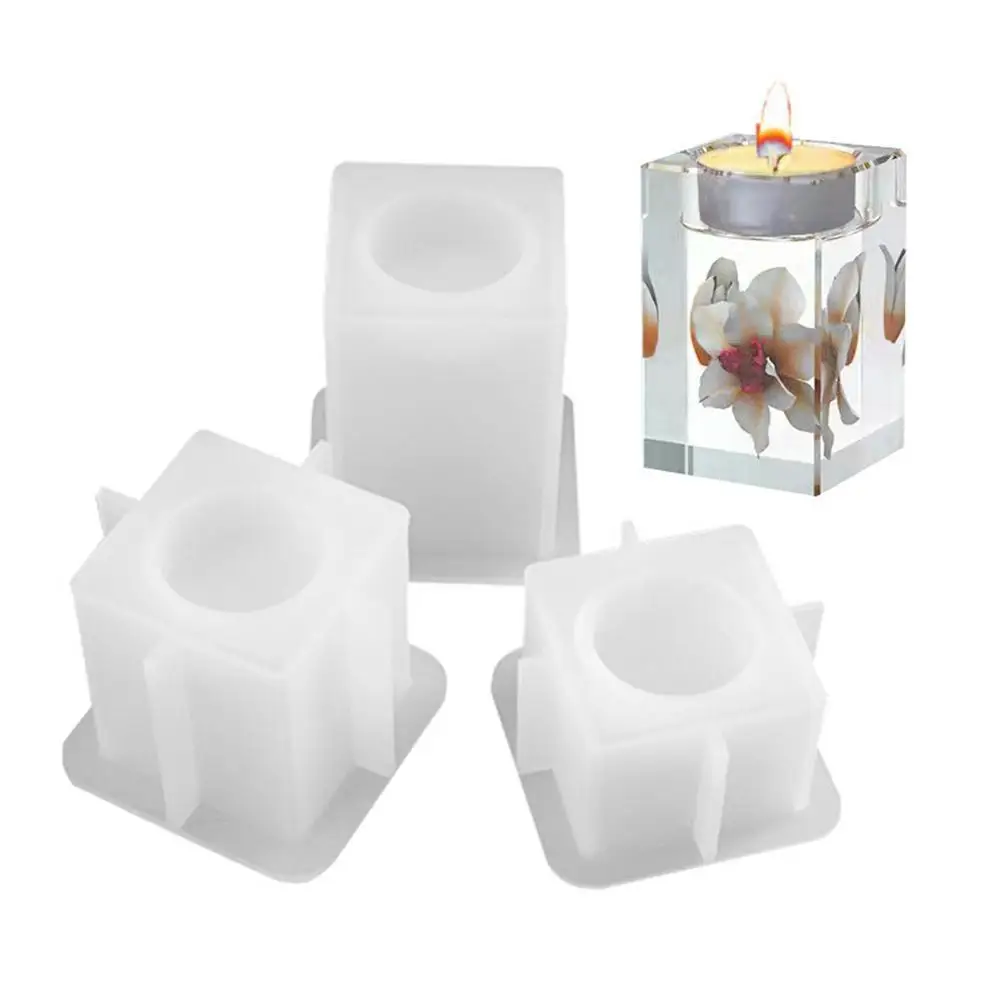 

Square Candle Holder Ornament Silicone Mould DIY Crystal Epoxy Resin Mold