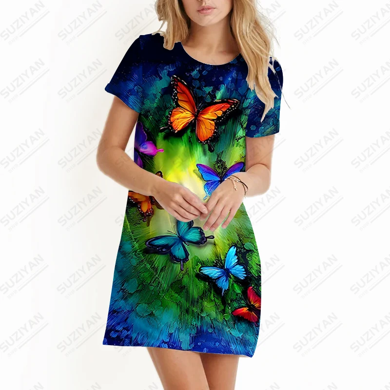 

Летнее Новое Женское платье с 3D принтом бабочки, милое и милое Стильное женское платье, модное Трендовое повседневное женское платье