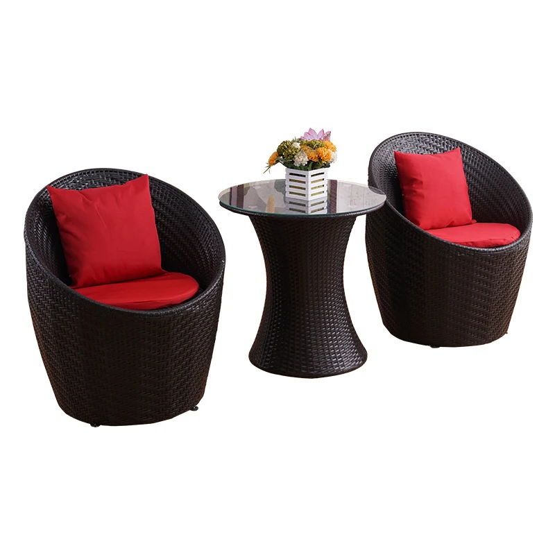 

rattan chairs outdoor furniture garden Relaxing patio furniture set Balcony Tables and chairs Modern and simple threepiece suit