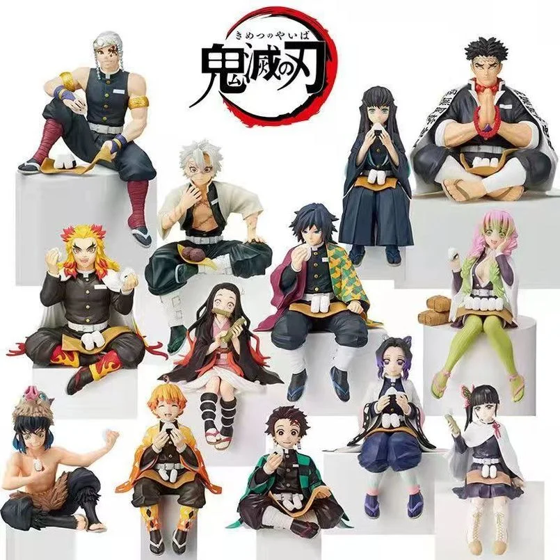 

10-15CM Demon Slayer Anime Figure Kamado Tanjirou Kamado Nezuko Agatsuma Zenitsu Action Figure Noodle Pressure Model Doll