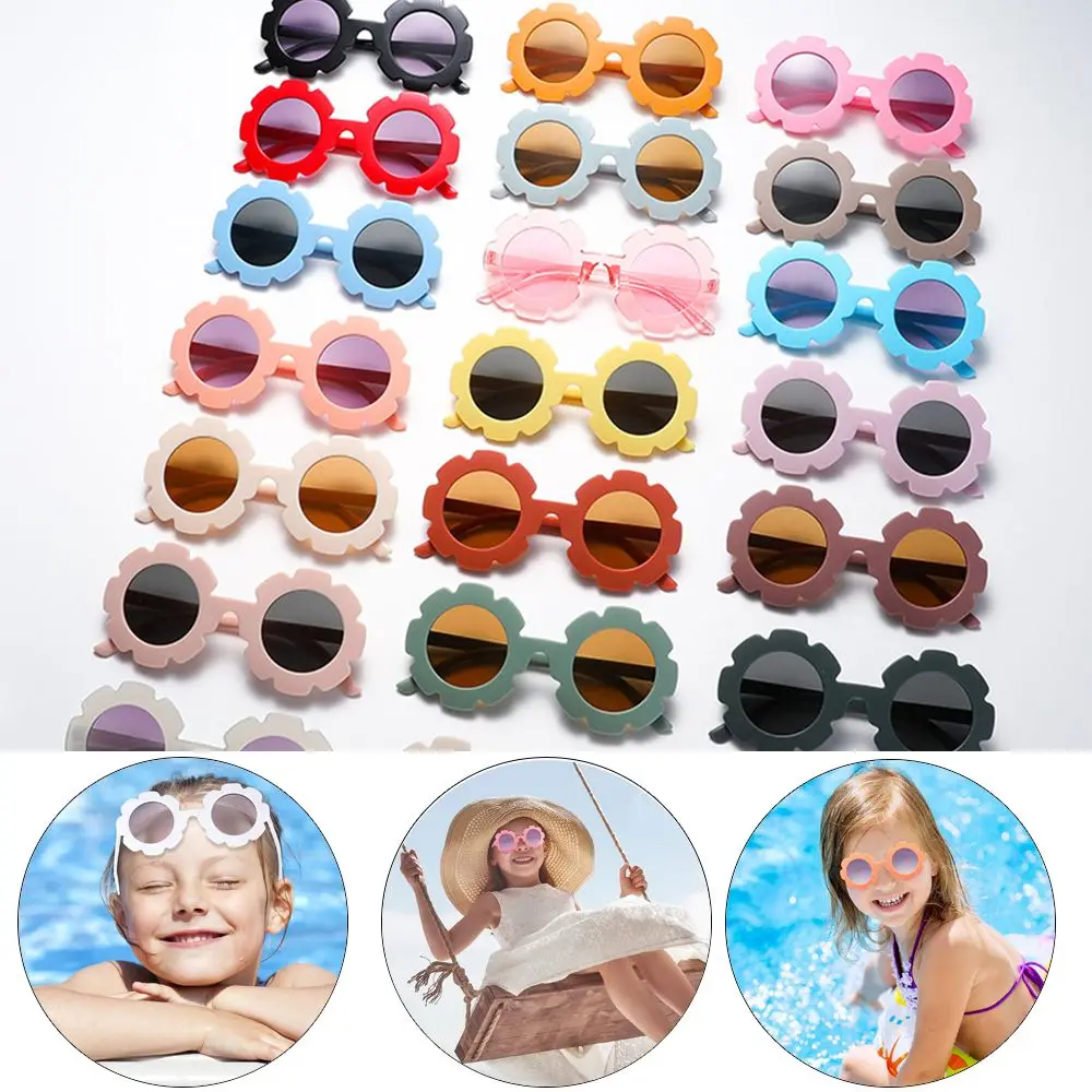 

1pc Cute Eyewear Trend Outdoor Product Cool Children Sunglasses Flower Shape Vintage Sun Glasses