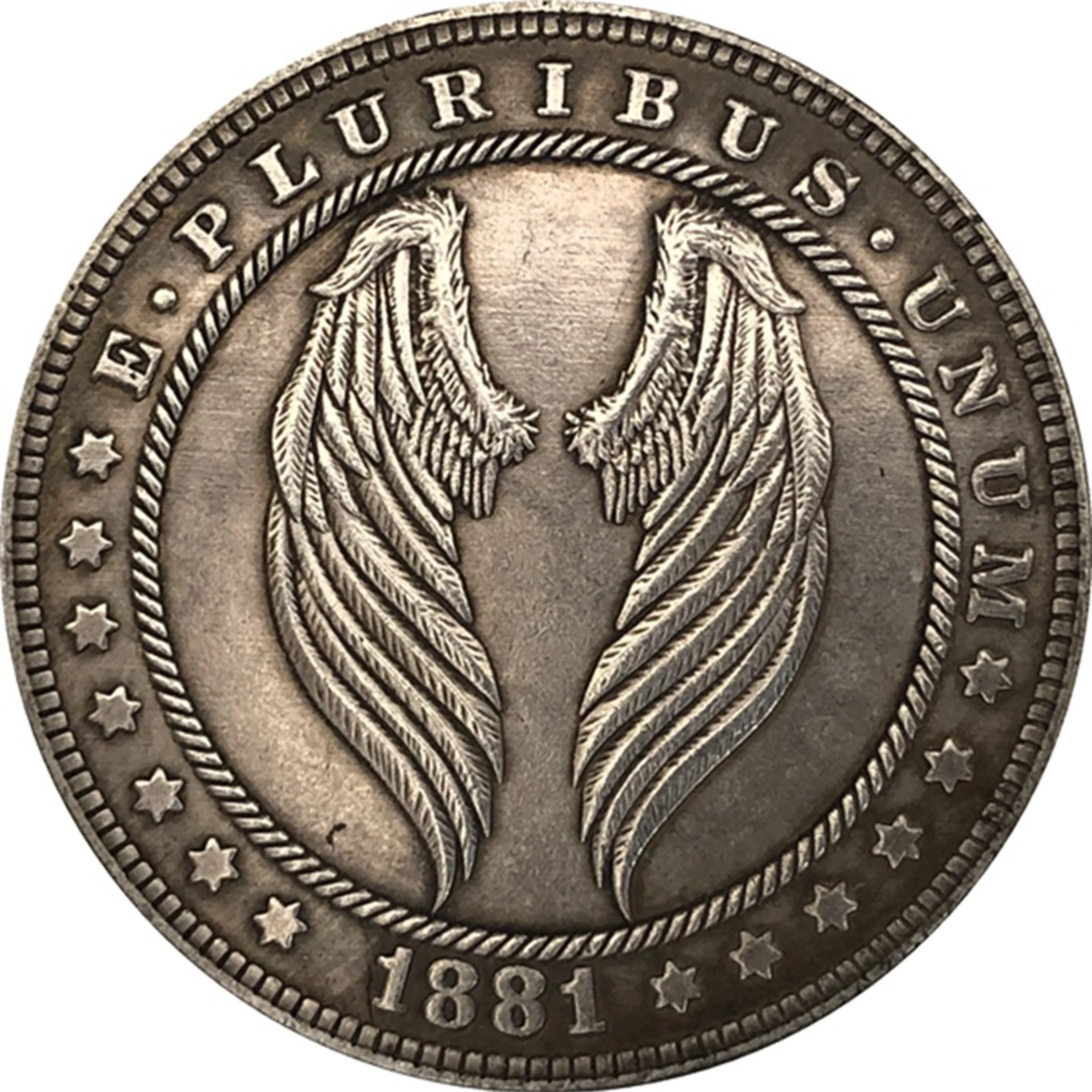 

38mm Coin Fine Hand Polished Magic Prop Lucky Coin Birthday Gift Home Decoration Angel's Wings Pattern Collectible