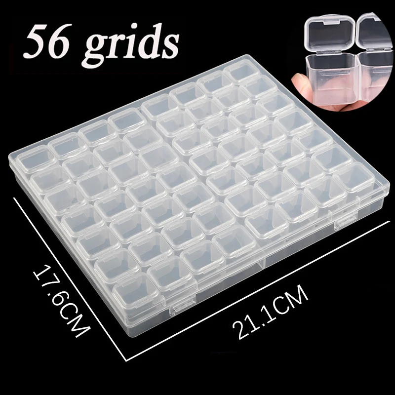 

28/56 Grids Diamond Embroidery Storage Box Bins Medicine Diamond Painting Accessory Boxes Case Cross Stitch Tools Organizer