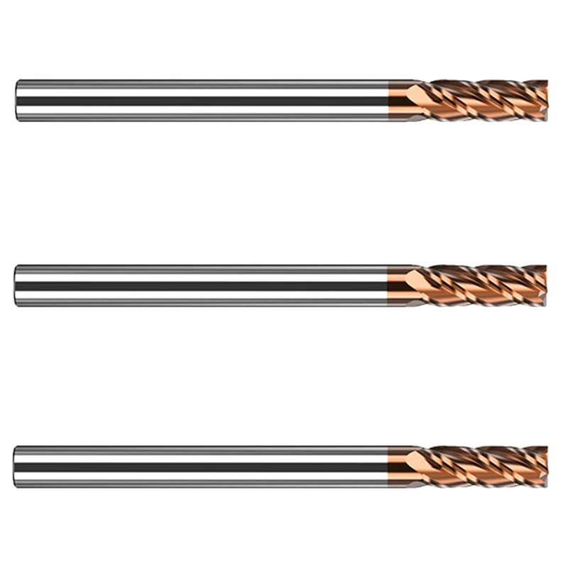 

3Pcs Metric 4Mm Carbide End Mill Set - 4 Fulte Solid Carbide (Tungsten Carbide + Cobalt) -CNC Mill Bit Used For Steel