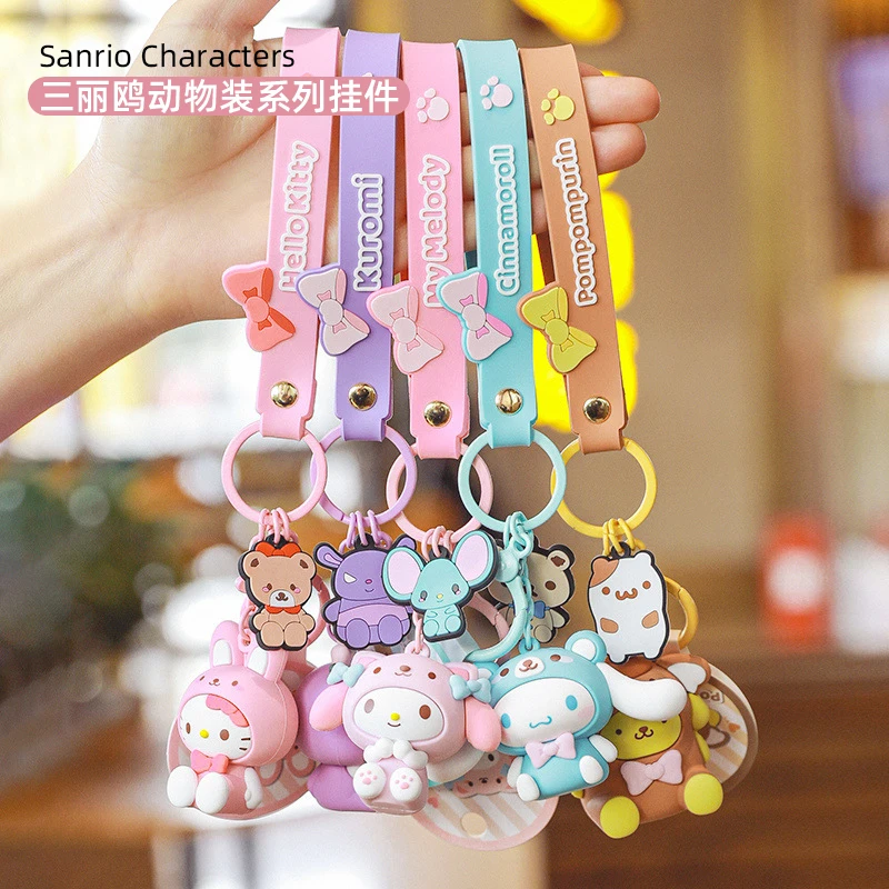 

Kawaii Sanrioed Anime Cartoon series mymelody Kuromi Cinnamoroll cute fashion girl heart Pvc Soft Glue Keychain Backpack Pendant