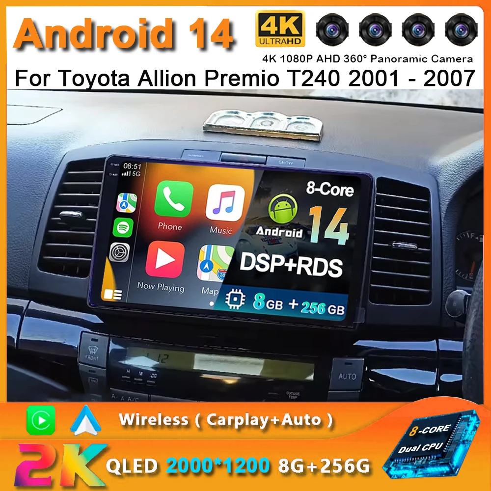 Мультимедийная магнитола для Toyota Автомобильная система на Android 14 с видеоплеером