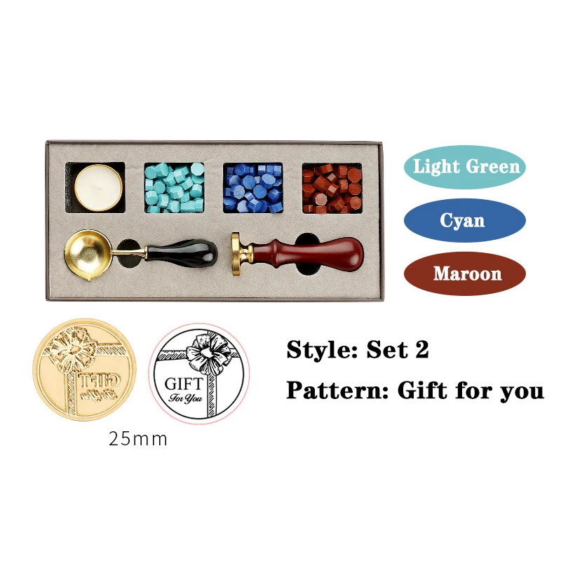 6 шт./компл. DIY восковая печать карта Подарочная коробка набор съемный штамп ложка