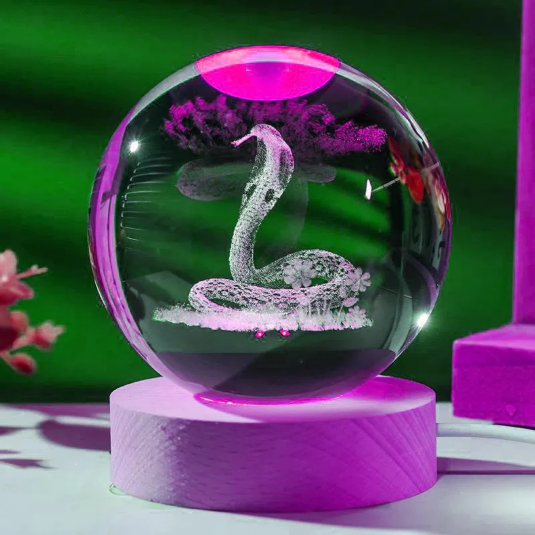 1 Шт. Хрустальная Змея Ночник Деревянная Основа Украшение Для Дома Подарок