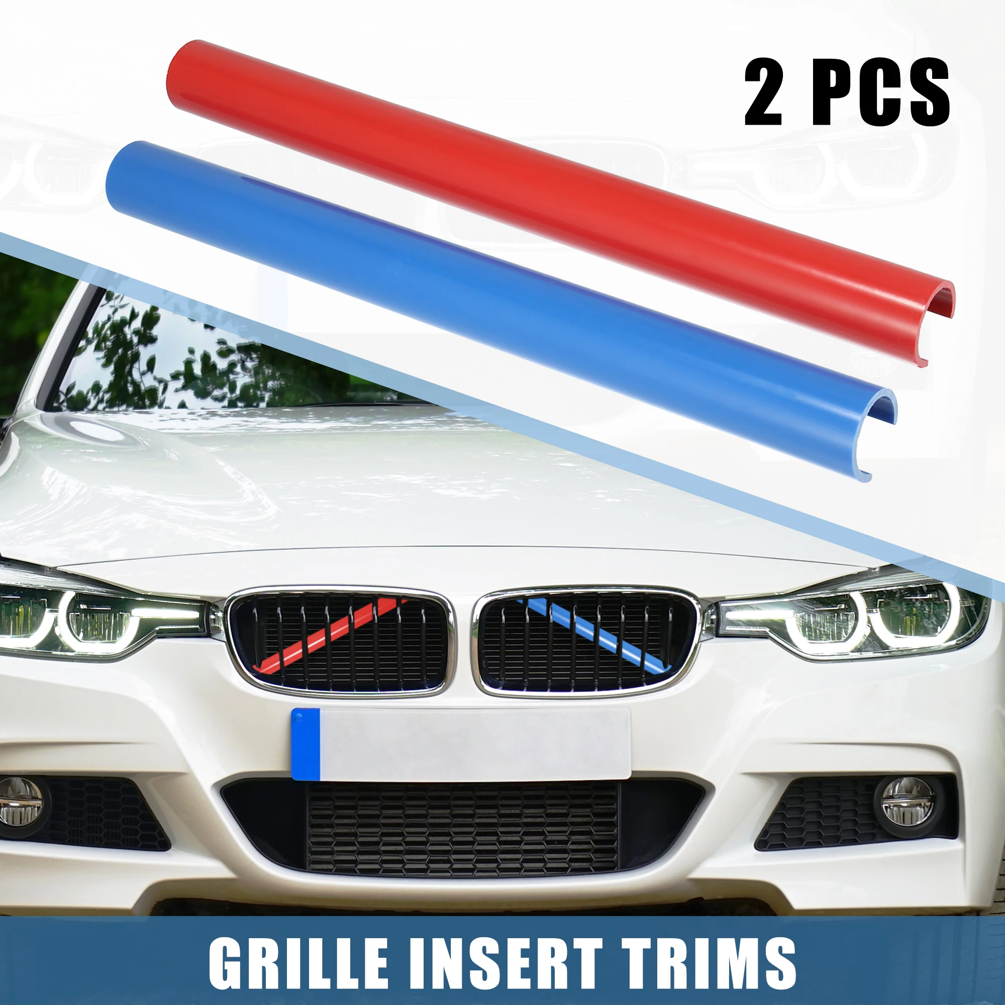 

Uxcell 2pcs Grille Insert Trims Stripes for BMW G20 3 Series Sedan 2018-2021 for BMW G21 3 Series Touring 2018-2021 Red Blue