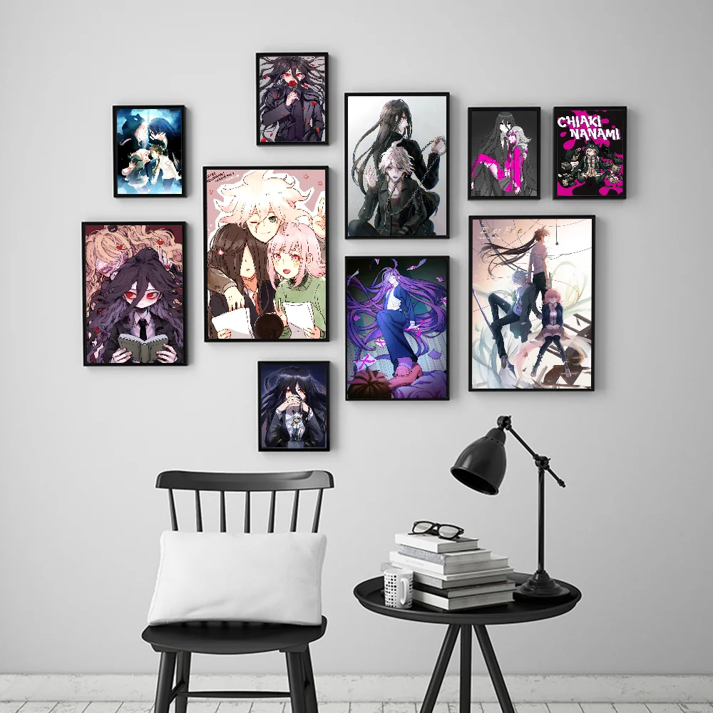 Danganronpa Kamukura Izuru X Nanami ChiaKi Anime Classic Movie Posters Vintage Room Bar Cafe Decor Stickers Wall Painting