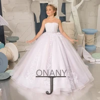 jonany geogeous flower girl dress pearl button sleeveless custom made dropping shipping first communion gowns birthday princess