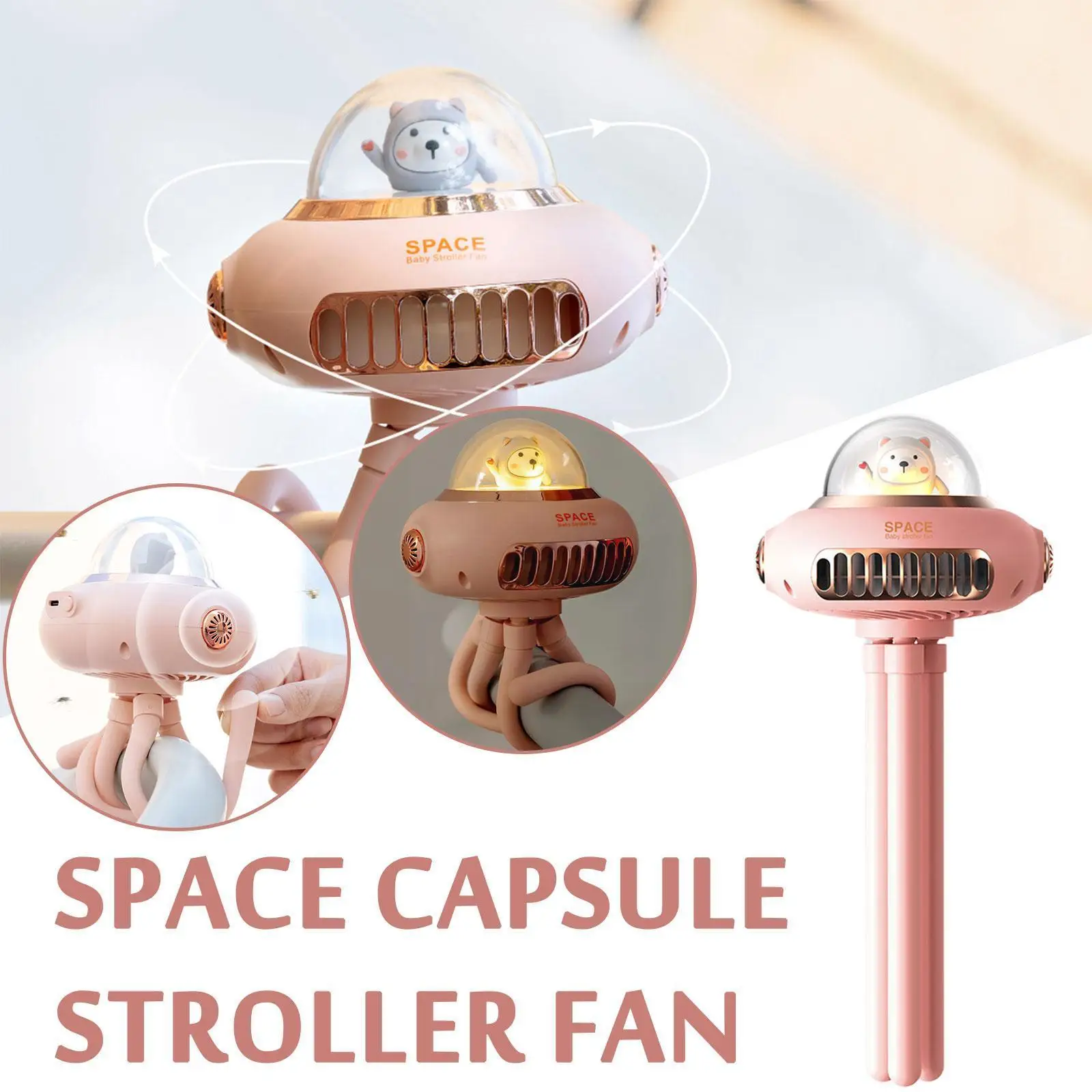 

Little Octopus Fan Space Capsule Leafless Octopus Portable Fan Fan Fan Small Durable Handheld Fan Charging Stroller Desktop L1k3