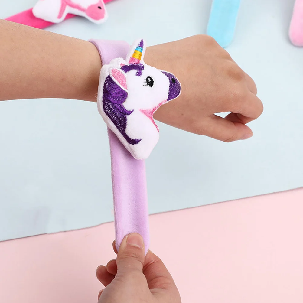 

4 Pcs Birthday Party Supplies Stuffed Unicorn Slap Bracelet Filling Kid Safe Plush Favors Animals
