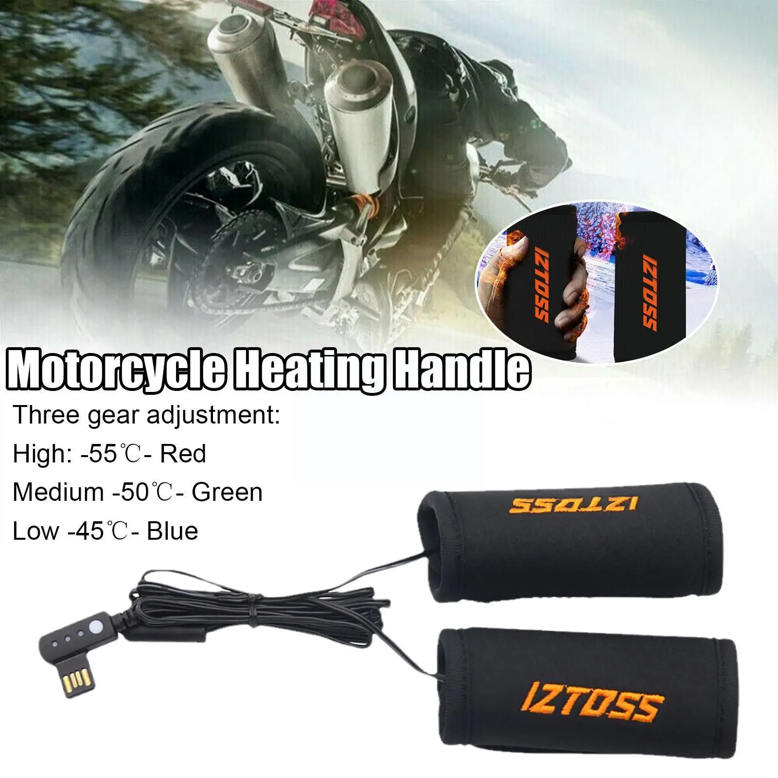 

Grip Heater 5V USB Heated Handles Motorcycle Handle Grips Scooter 45-55℃ Removable Accessories Winter Bar Warmer Cuffs U3R7