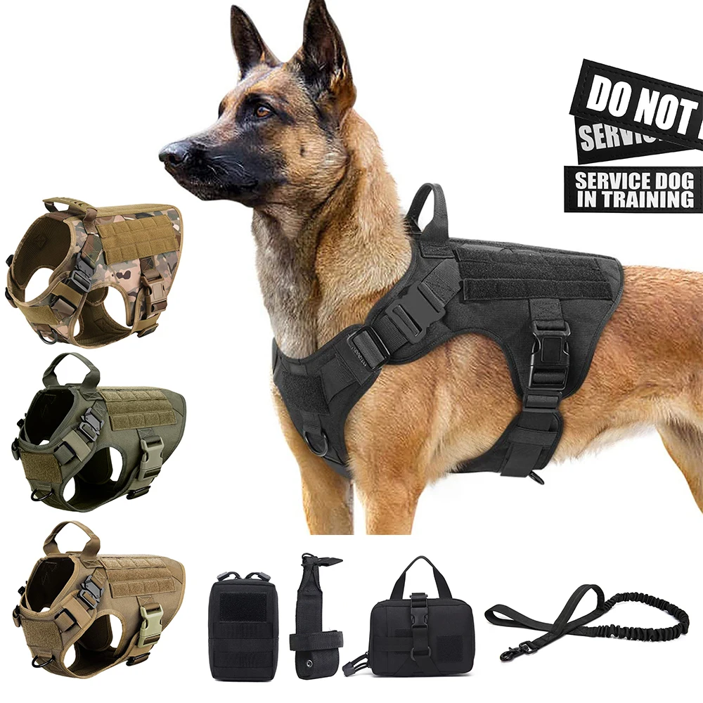 

Tactical Dog Harness Pet German Shepherd K9 Malinois Training Vest Dog Harness and Leash Set For All Breeds Dogs