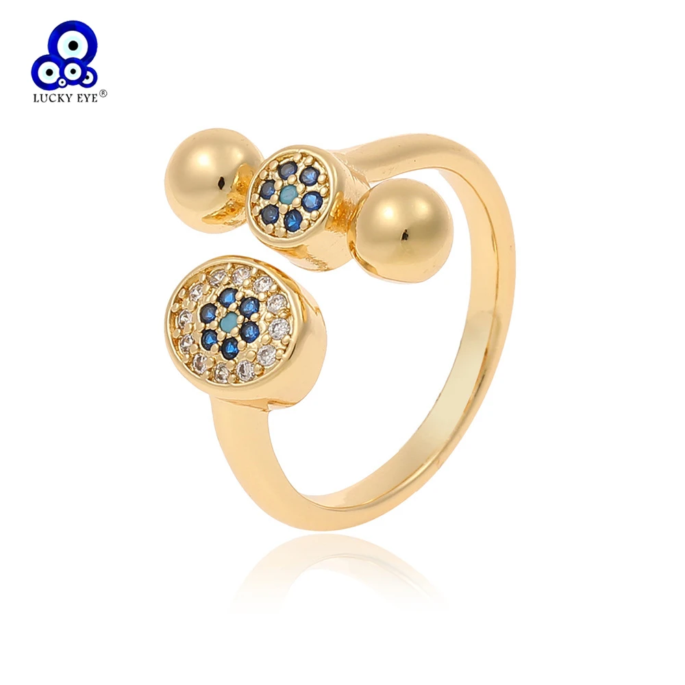 Счастливый глаз медное кольцо с микрозакрепкой из циркония Открытое обручальное