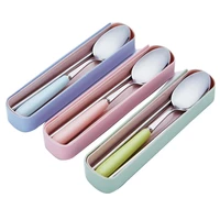 2022 new stainless steel cutlery set chopsticks spoon set cutlery three piece set outdoor portable cutlery set