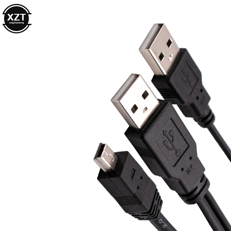 2 в 1 кабель для передачи данных USB2.0 Тип A папа к Mini 5P Папа + кабель питания с разъемом USB папа-папа Y сплиттер для HDD MP3 MP4 камеры