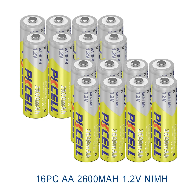 

16PC PKCELL Ni-MH AA 2600mah Battery 1.2V AA Rechargeable Batteries Replace Camera toy Car Flashlight AA batteries