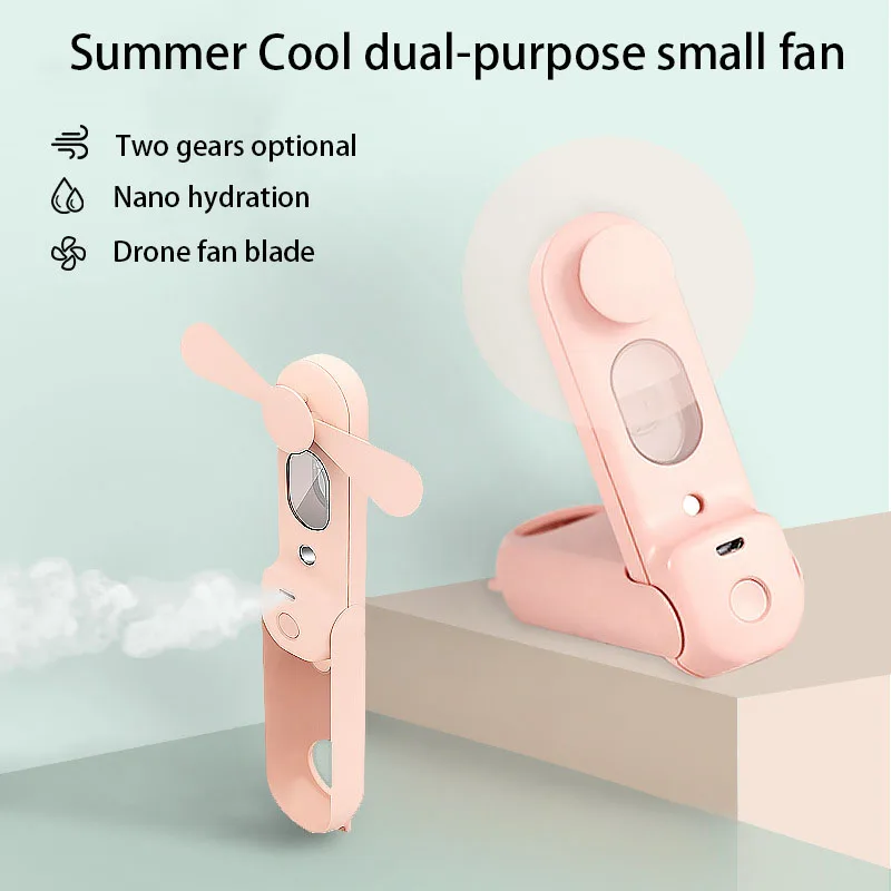 

USB Mist Facial Sprayer Humidifier Foldable Mist Spray and Fan 2 In 1 Face Steamer Beauty Instruments Face Skin Care Tools