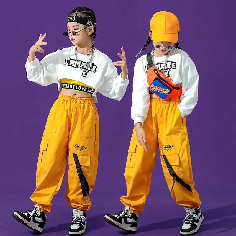 

2023 танцевальная одежда в стиле хип-хоп для девочек, зеленый топ, штаны в стиле хип-хоп, праздничная одежда, спортивный костюм, танцевальная одежда для детей