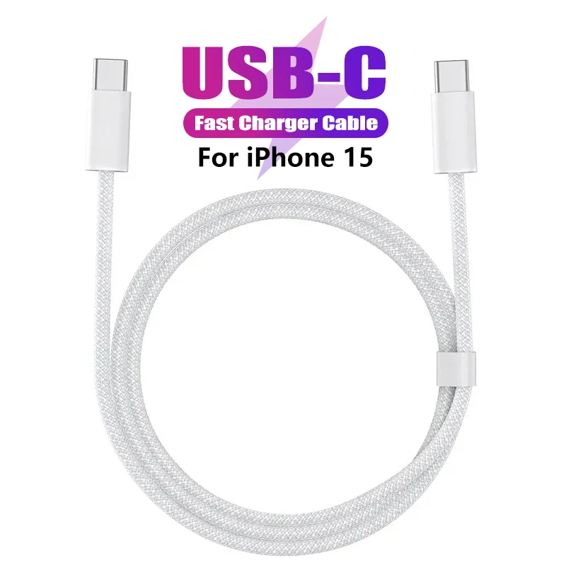 

Original PD USB-C Cable For Apple iPhone 15 Pro Max 60W Fast Charging For Xiaomi Samsung Huawei Weaving Type C Cable Accessories