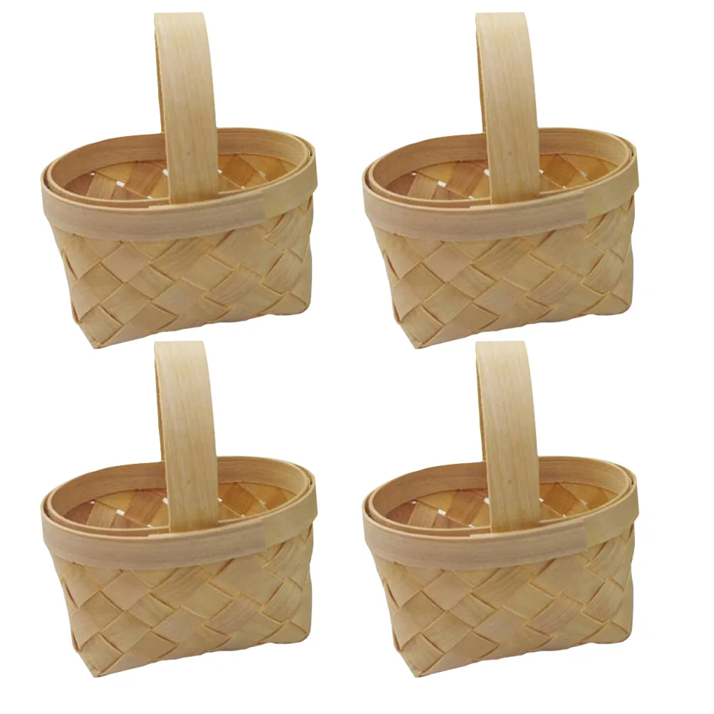 

4pcs Candy Packaging Baskets Wooden Wedding Candy Storage Baskets Small Baskets