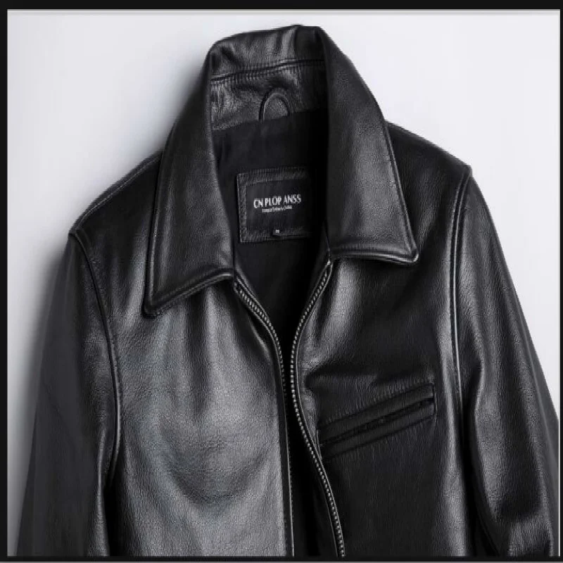 

Clothing 2022 Genuine Cow Men Jacket Motorcycle Black Casual Leather Jackets Short Italy M-4xl