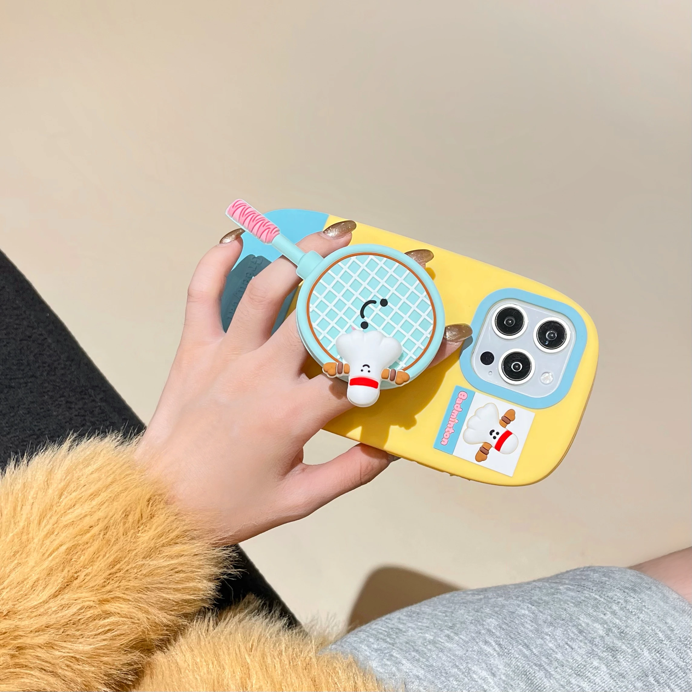 Чехол для телефона с откидной ножкой и ракеткой пинг-понга iPhone 13 14 15 16 Pro Max